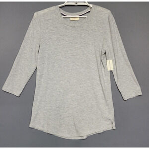 Bobbie Brooks Shirt Womens Small Gray 3/4 Sleeve Crewneck Lightweight Casual Top